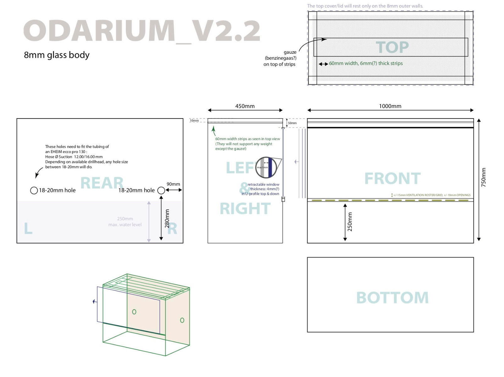 Een tekening van een paludarium kan je op deze manier maken